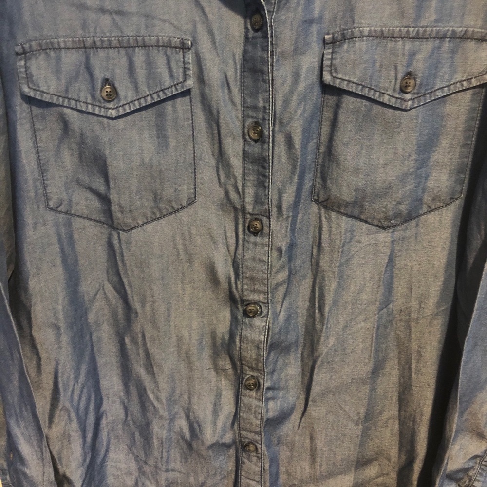 Sanctuary Chambray Button Down Blouse Oversized S - image 3